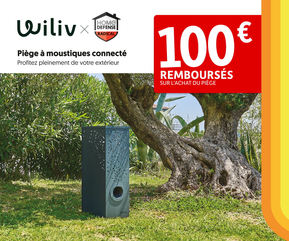 Offre de remboursement 100€ sur l'achat d'un piège à moustiques connecté - Wiliv x Home Défense